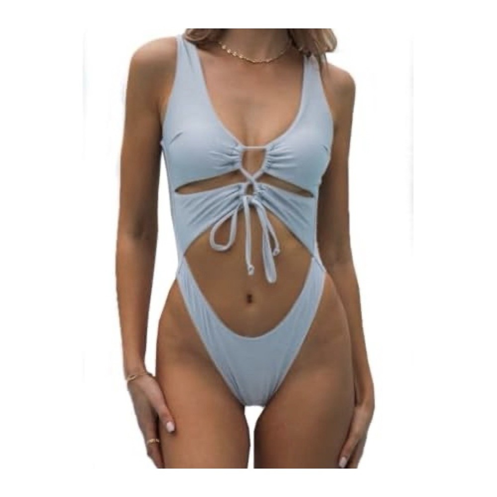 CHYRII Women's Sexy Cutout Lace Up Backless High Cut Swimsuit Monokini XL NWT